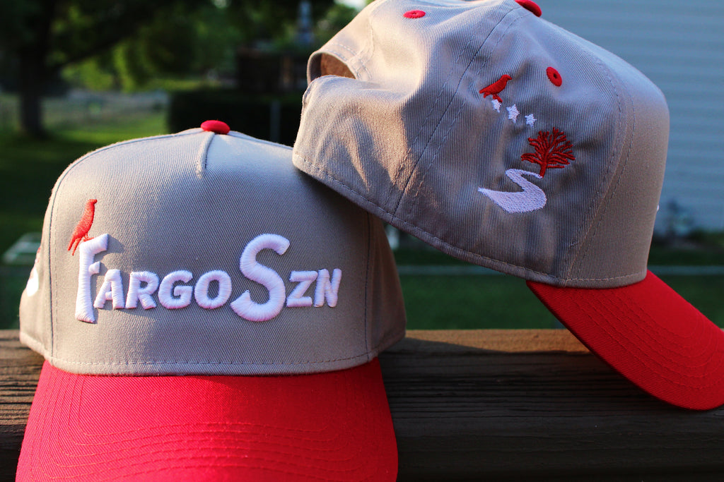 Gray and Red w/ White FargoSzn "Crow" Hats