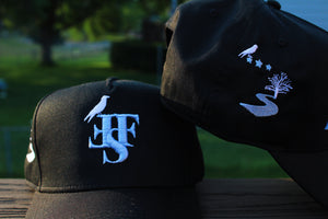 Black and BabyBlue/White "Crow" Double F Hats