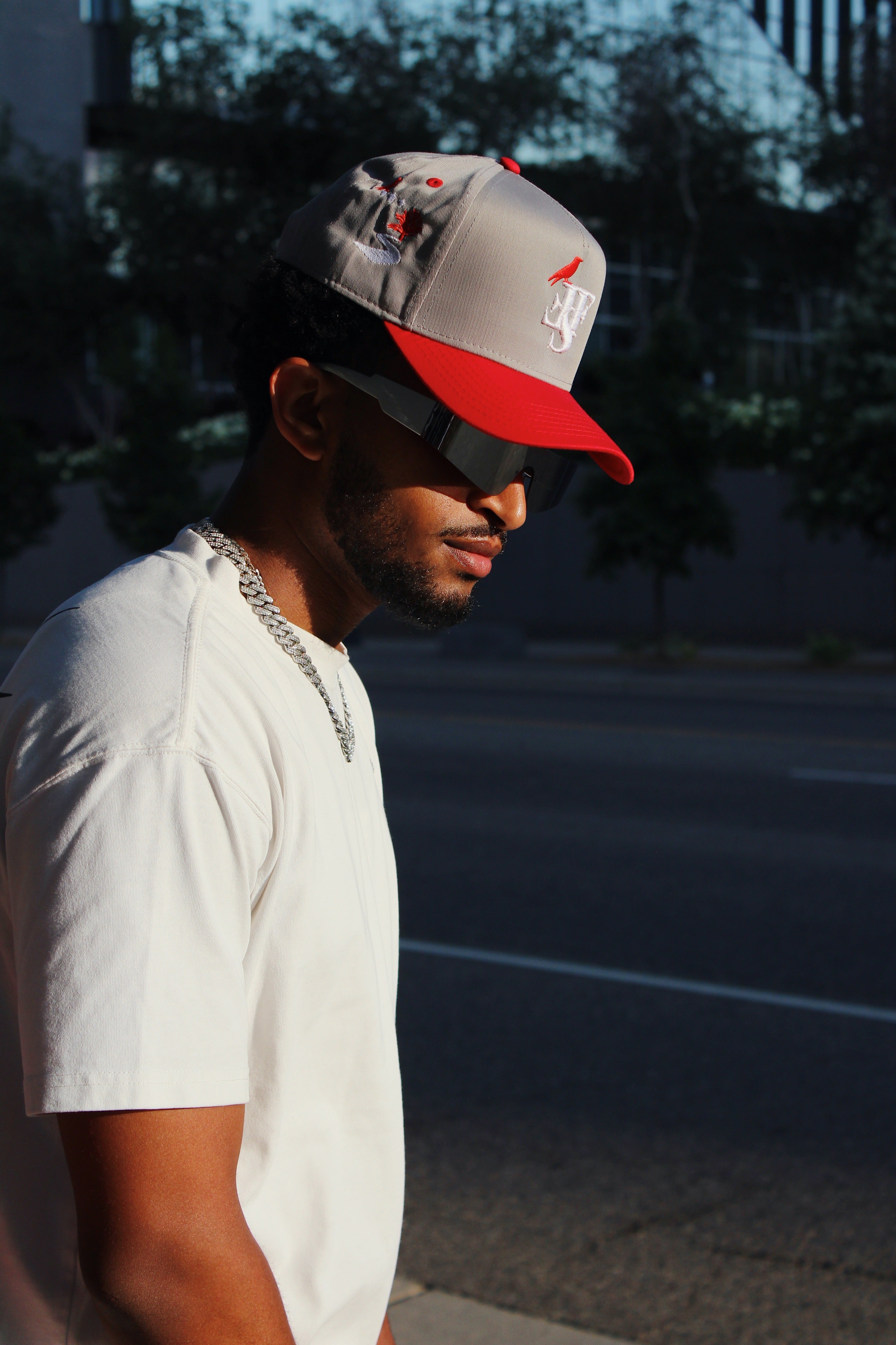 Gray and Red w/ White Double F "Crow" Hat
