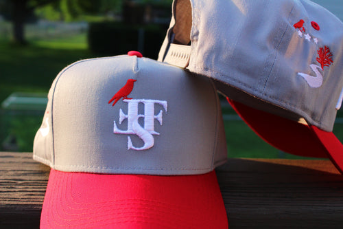 Gray and Red w/ White Double F "Crow" Hat