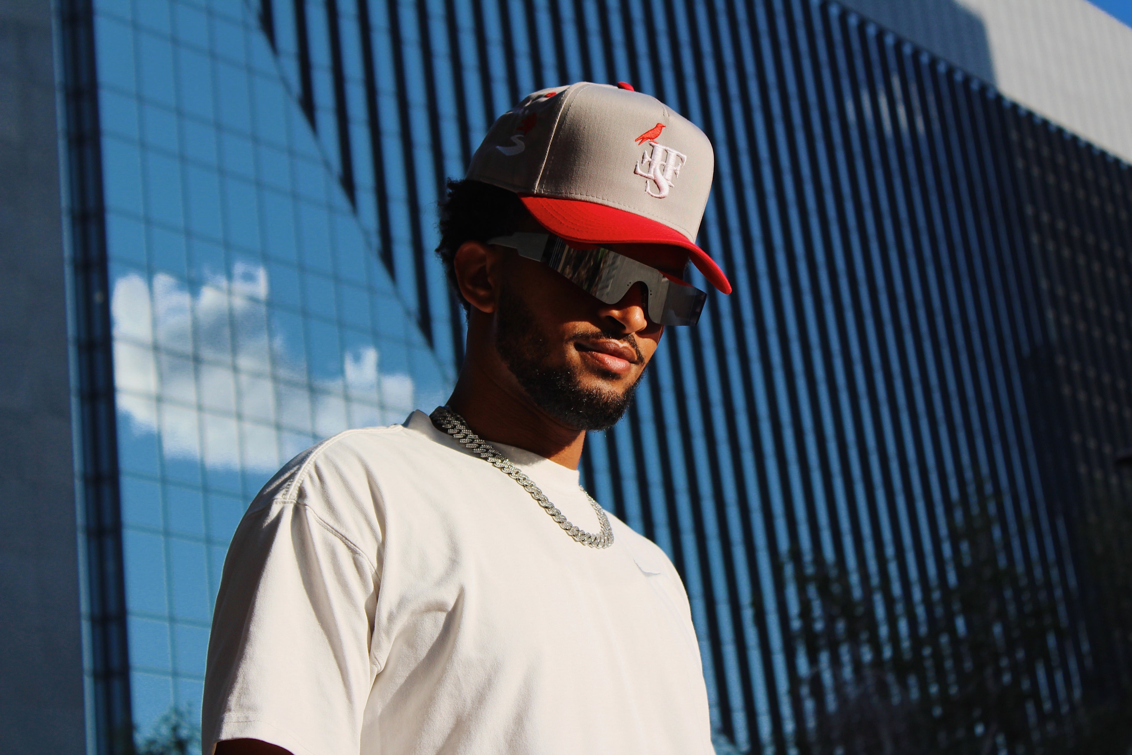 Gray and Red w/ White Double F "Crow" Hat